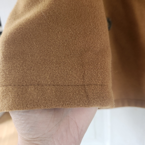 Forever 21 Tan Faux Fur Collar Brown Peacoat L Double Breasted Y2K Fall Winter - Picture 8 of 15